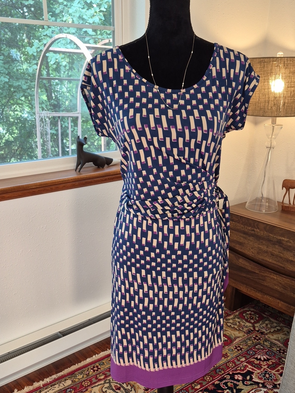 RADZOLI 90s Modern Geometric Wrap Dress Small Blue NWT